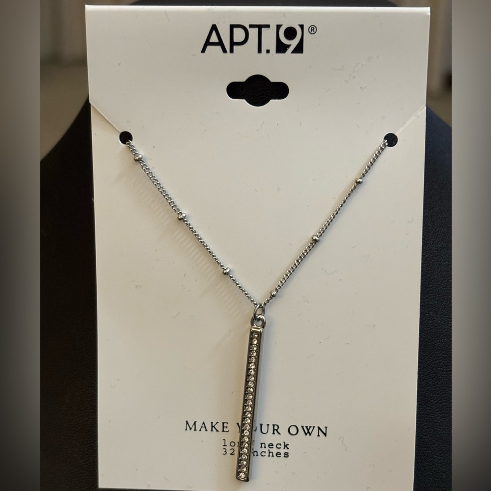 Kohl's Silver Bar Necklace with Crystal Accents